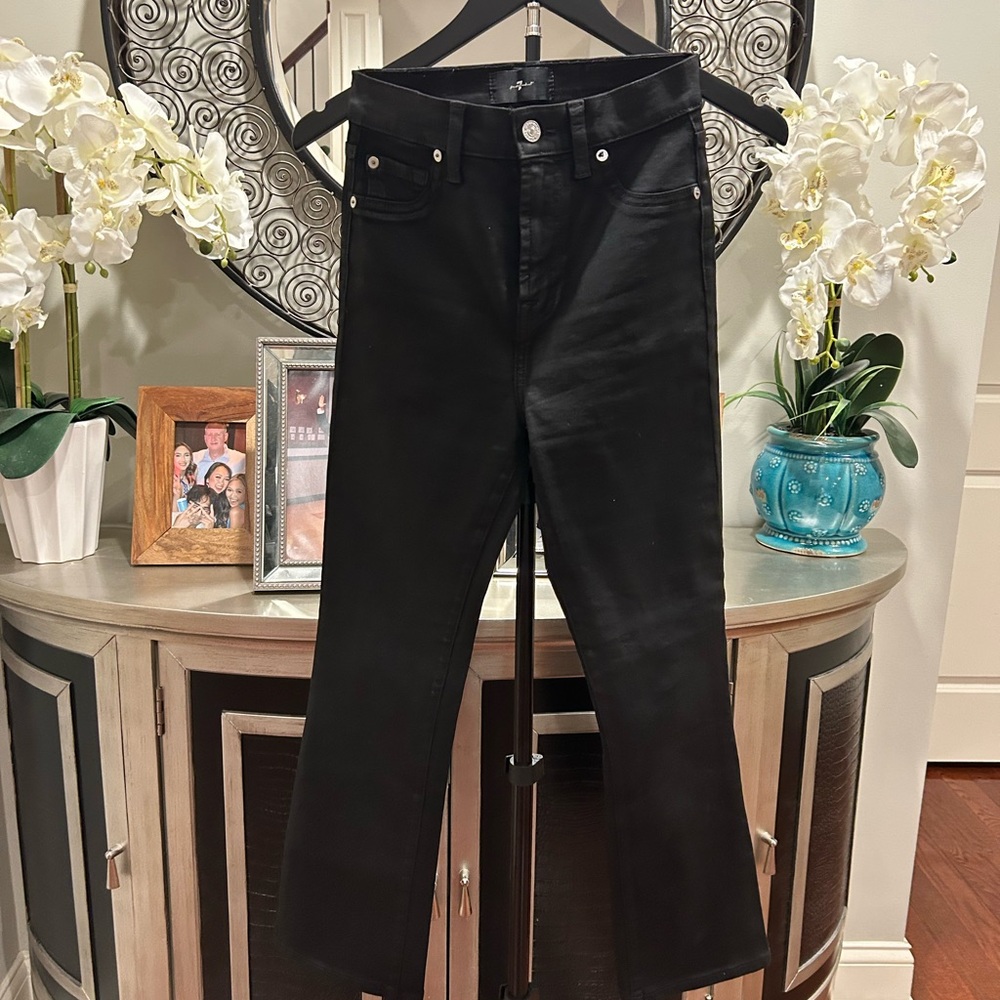 7 For All Mankind Black Flare metallic Jeans